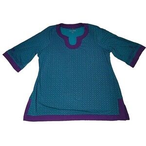 Soft‎ Surroundings Colorful Geometric Tunic Top Women's Size 1X Teal Purple Nice